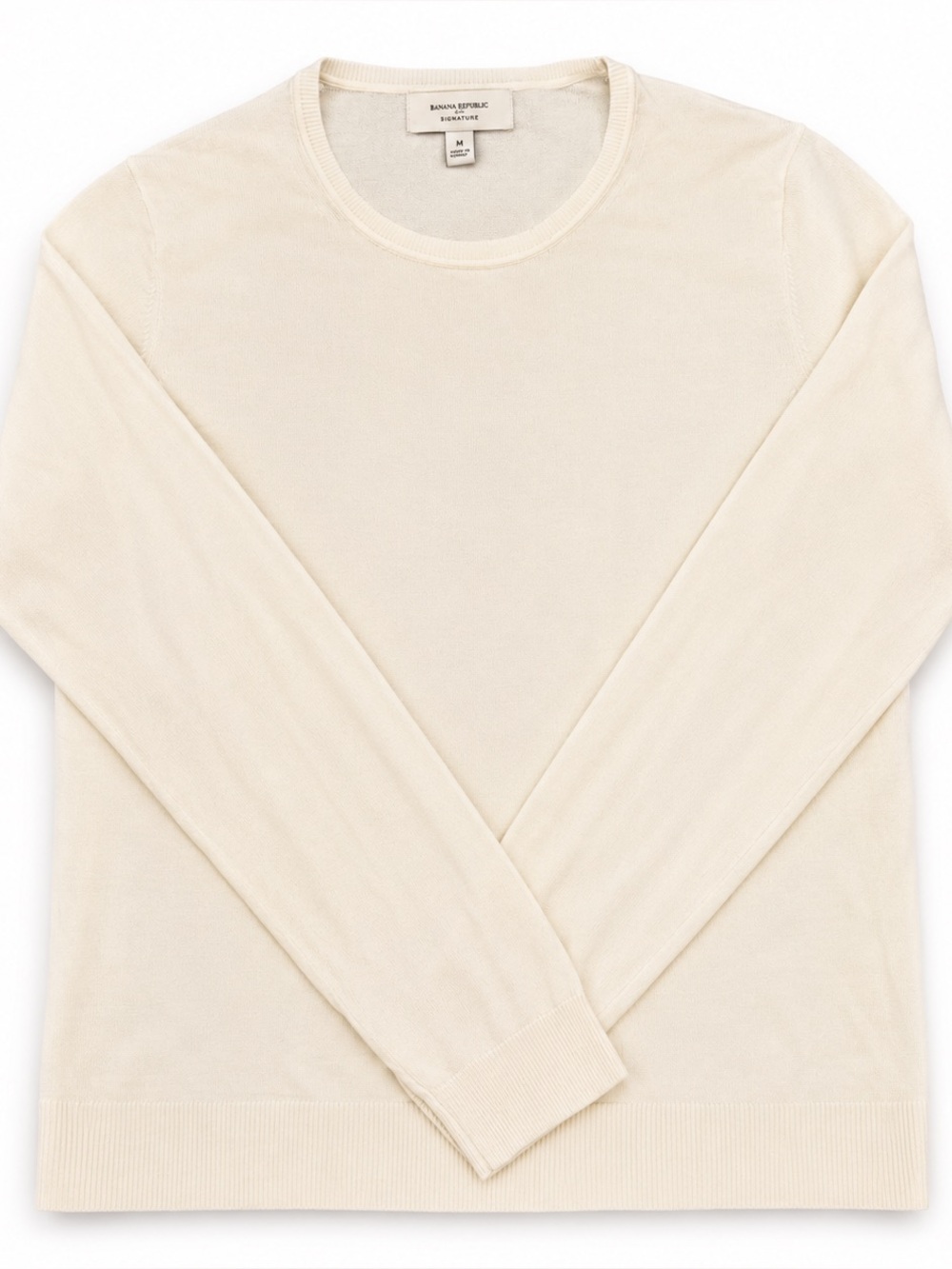Banana Republic Cream Knit Crew Forever Sweater